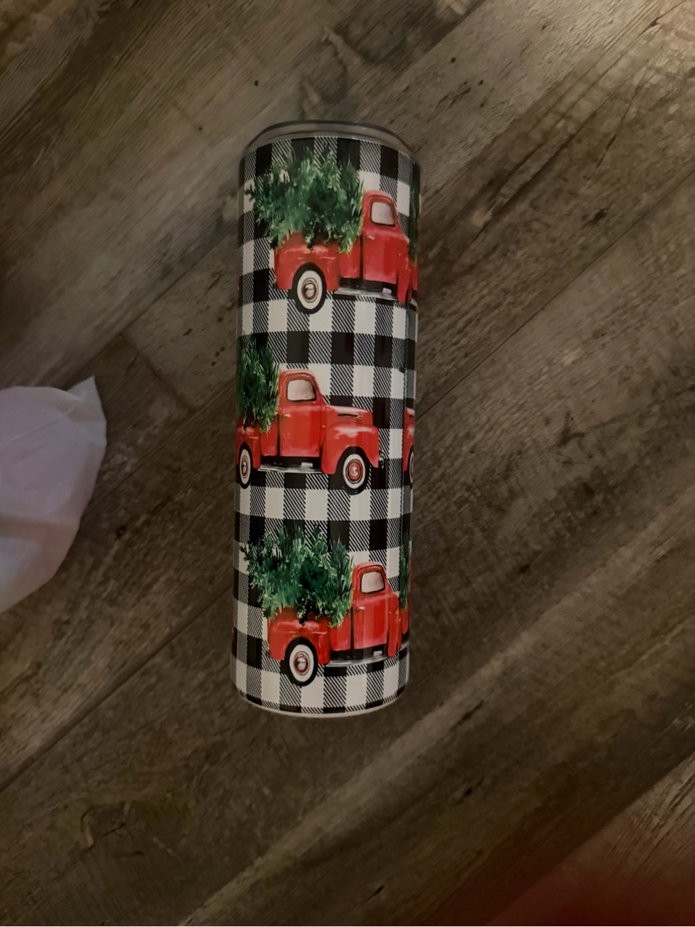 Red Truck Buffalo Plaid Travel Tumbler